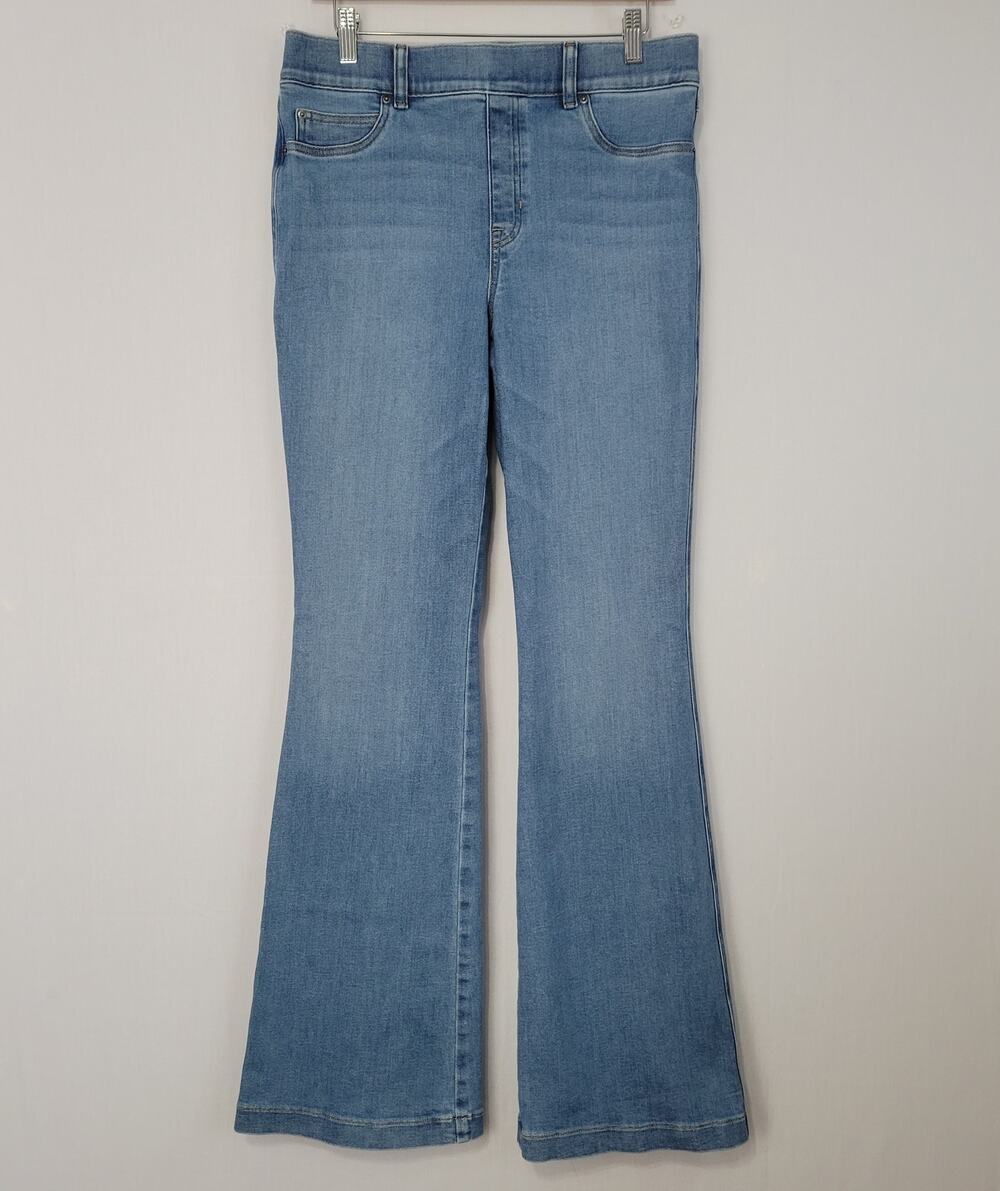 Spanx Everywear Flare Jeans size women's L High Rise Pull-On Stretch Denim Boho